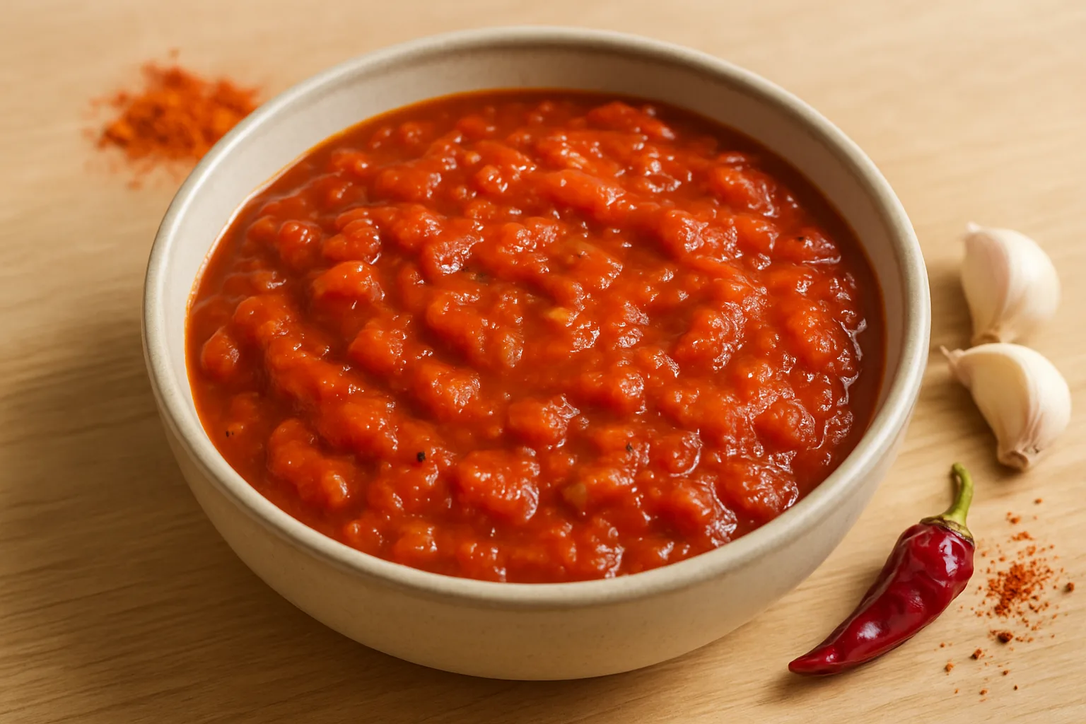 Impressie van Bravas (pittige tomaten) saus
